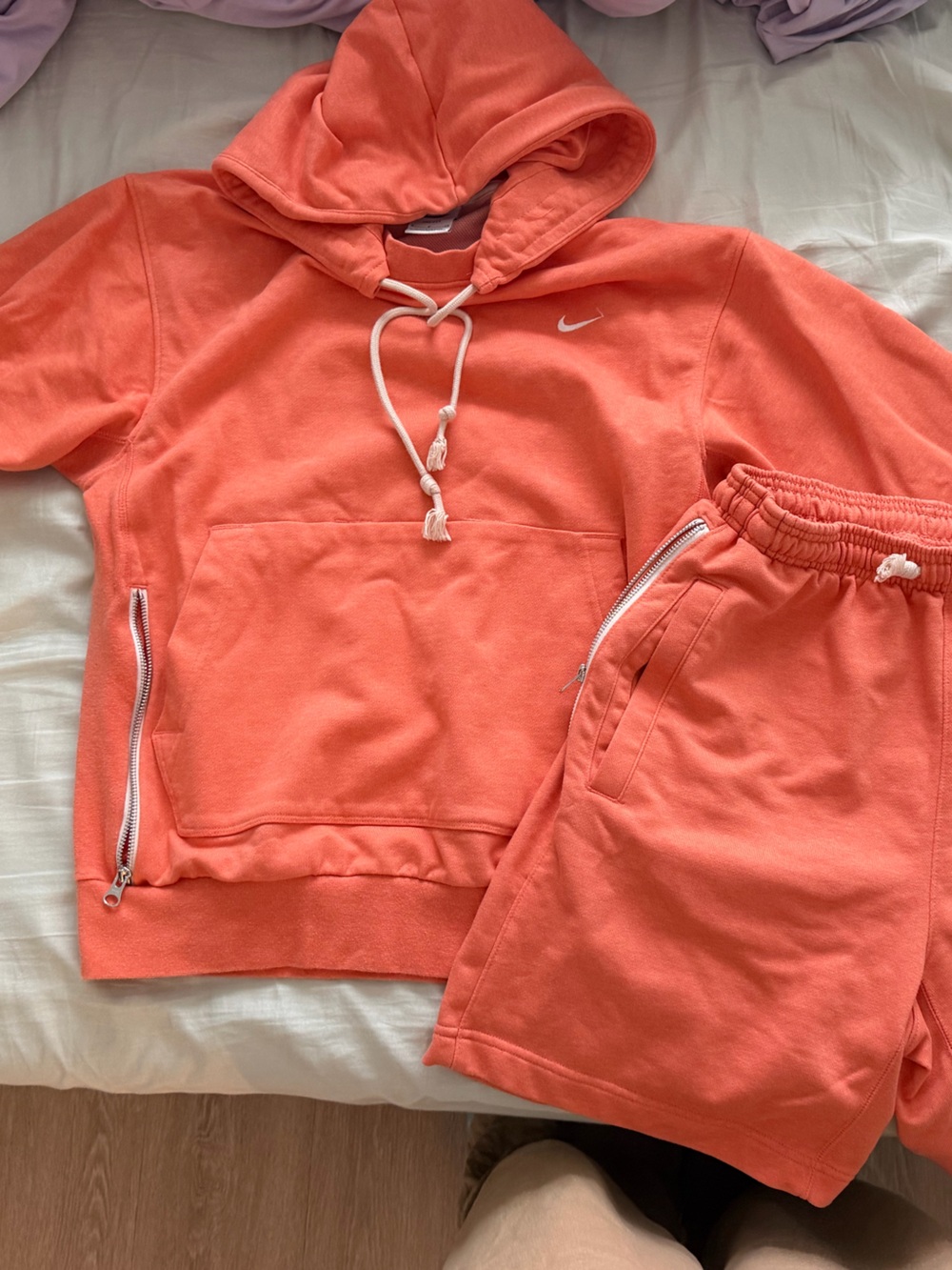 Nike Standard Issue Dri-FIT Hoodie & Shorts Matching Set Coral S